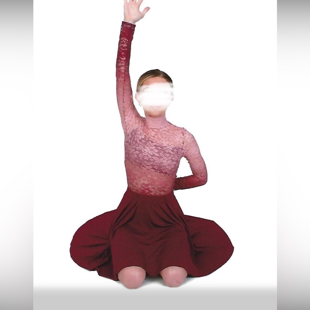 Ombre leotard with matching high low skirt